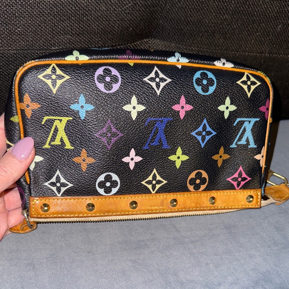 Louis Vuitton Black Multicolor Murakami Monogram Pouchette - Picture 9 of 12